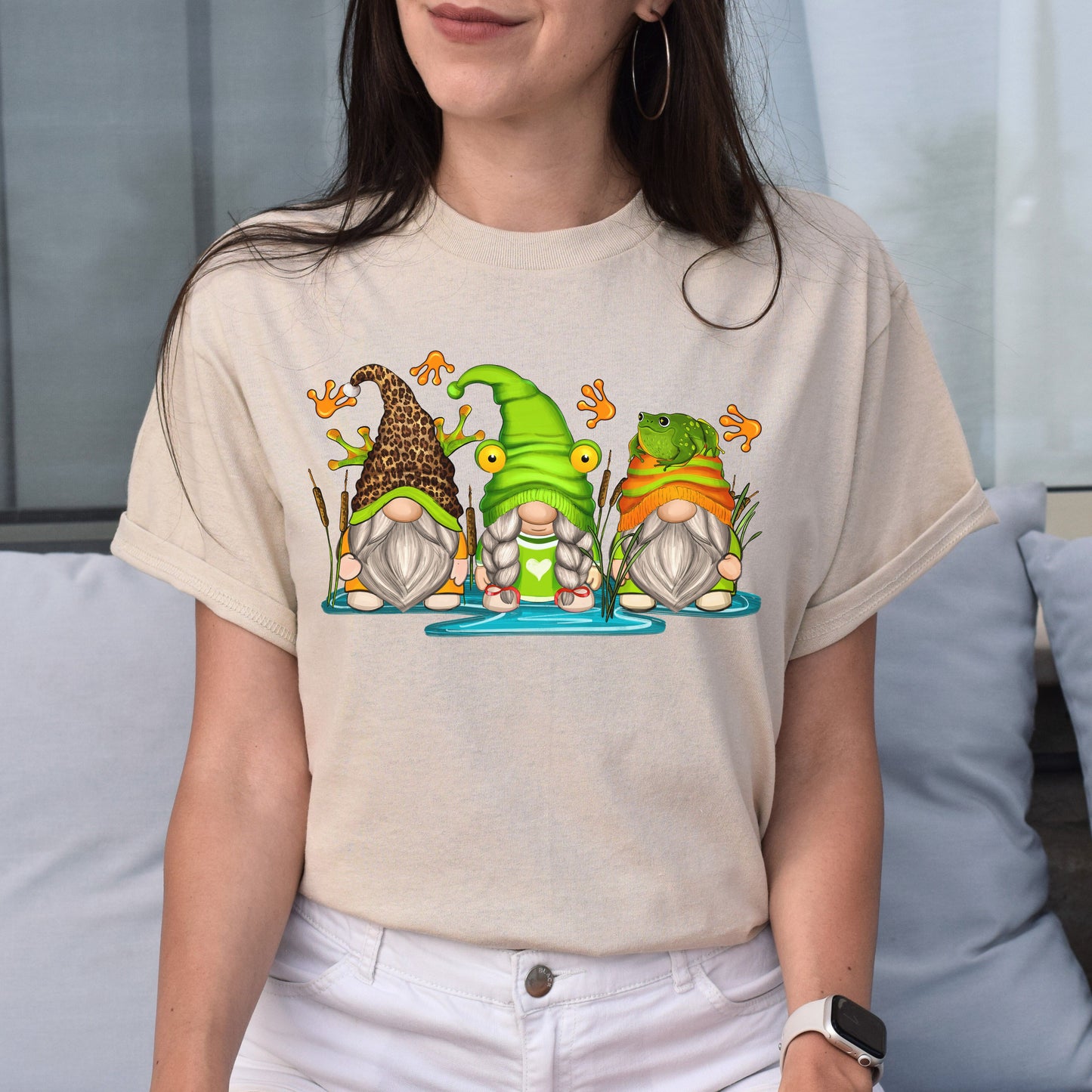 Frog Gnomes Unisex shirt frogs lover Christmas gift White Sand-Family-Gift-Planet
