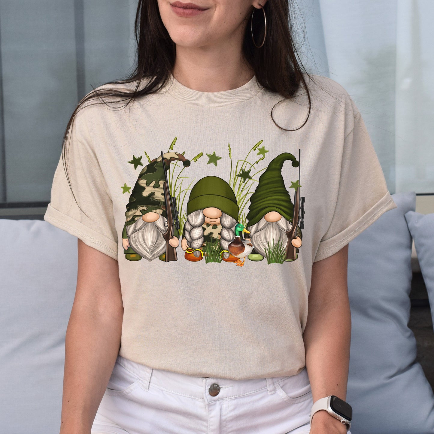 Hunter Gnomes Unisex shirt hunting lover Christmas gift White Sand-Family-Gift-Planet