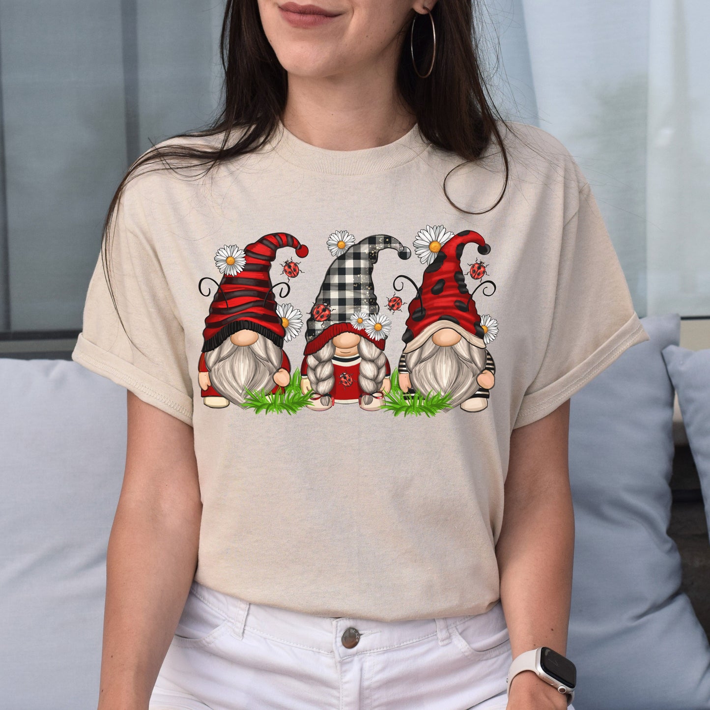 Lady bug Gnomes Unisex shirt Bugs lover Christmas gift White Sand-Family-Gift-Planet
