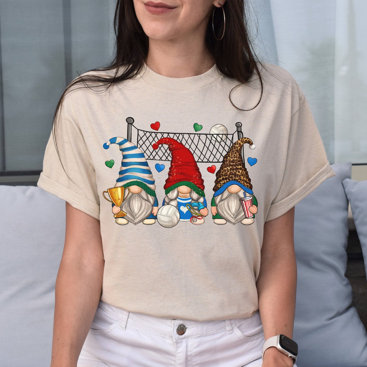 Volleyball Gnomes Unisex shirt volleyball player Christmas gift White Sand-Family-Gift-Planet