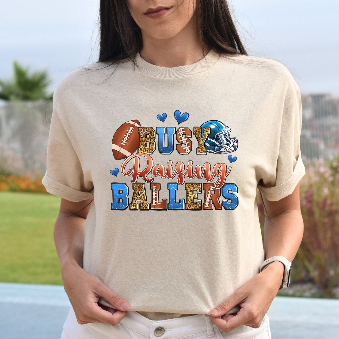 American football - busy raising ballers Unisex t-shirt football mom tee gift-Family-Gift-Planet