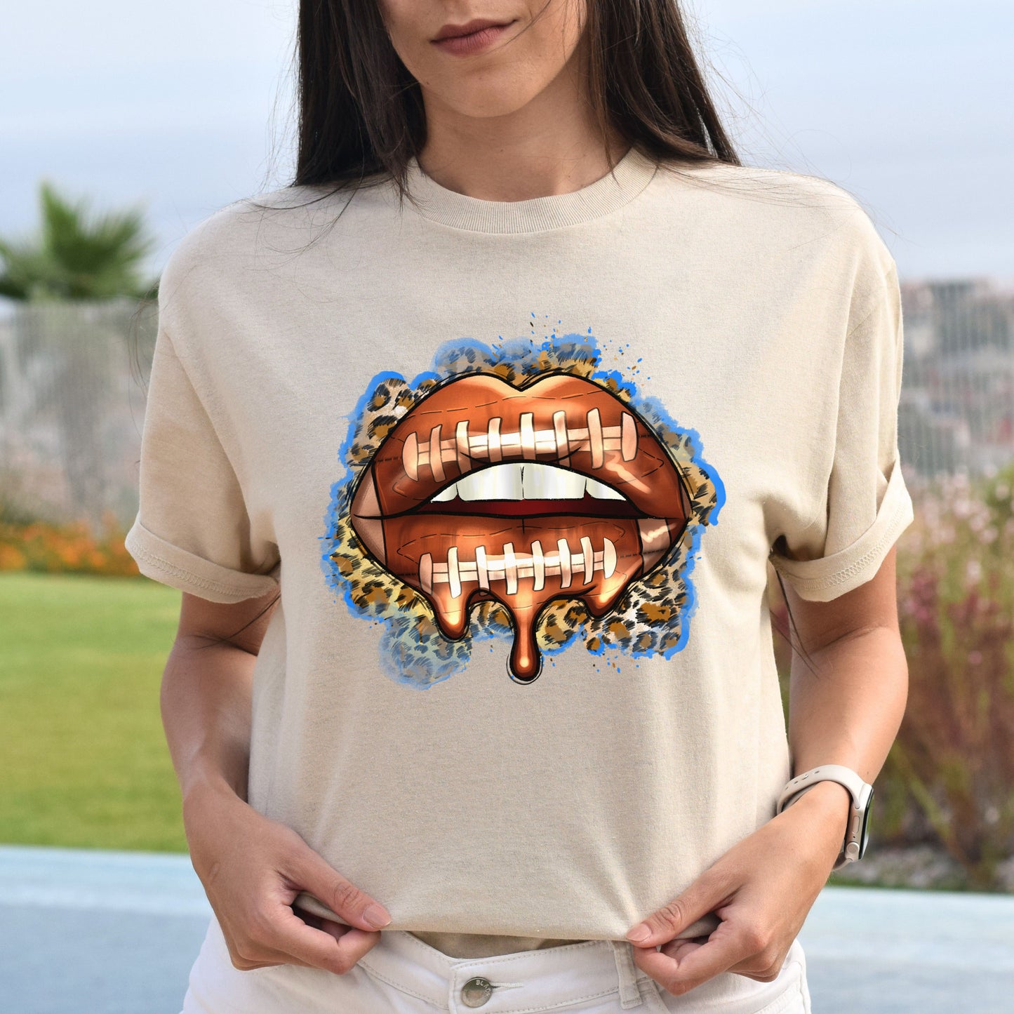 American football lips Unisex t-shirt football player tee rugby coach gift-Family-Gift-Planet