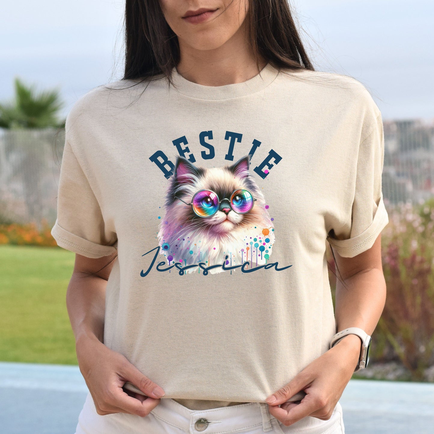 Bestie funny Personalized Unisex T-shirt Custom Best friend Valentine Day gift Black-Sand-Family-Gift-Planet