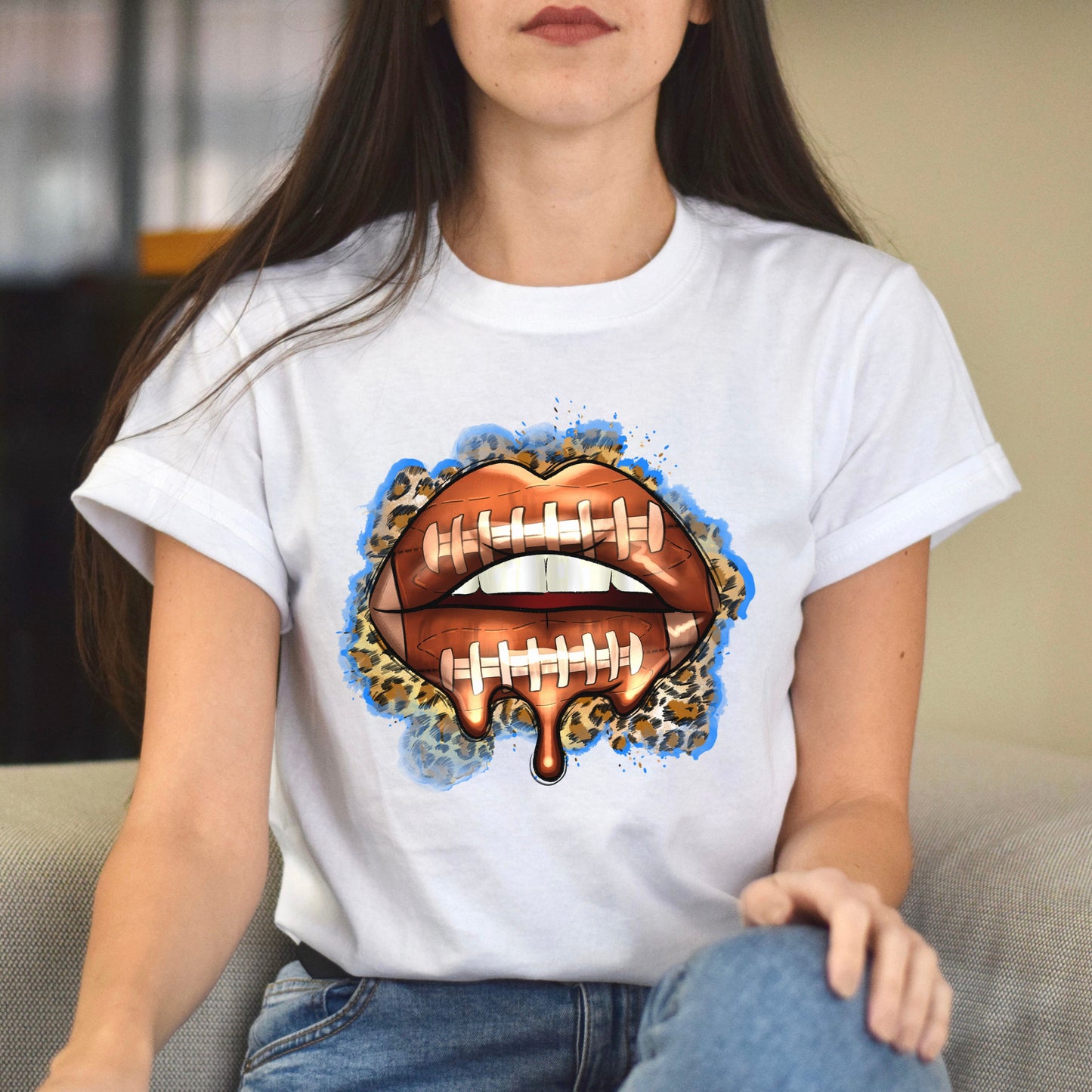 American football lips Unisex t-shirt football player tee rugby coach gift-Family-Gift-Planet