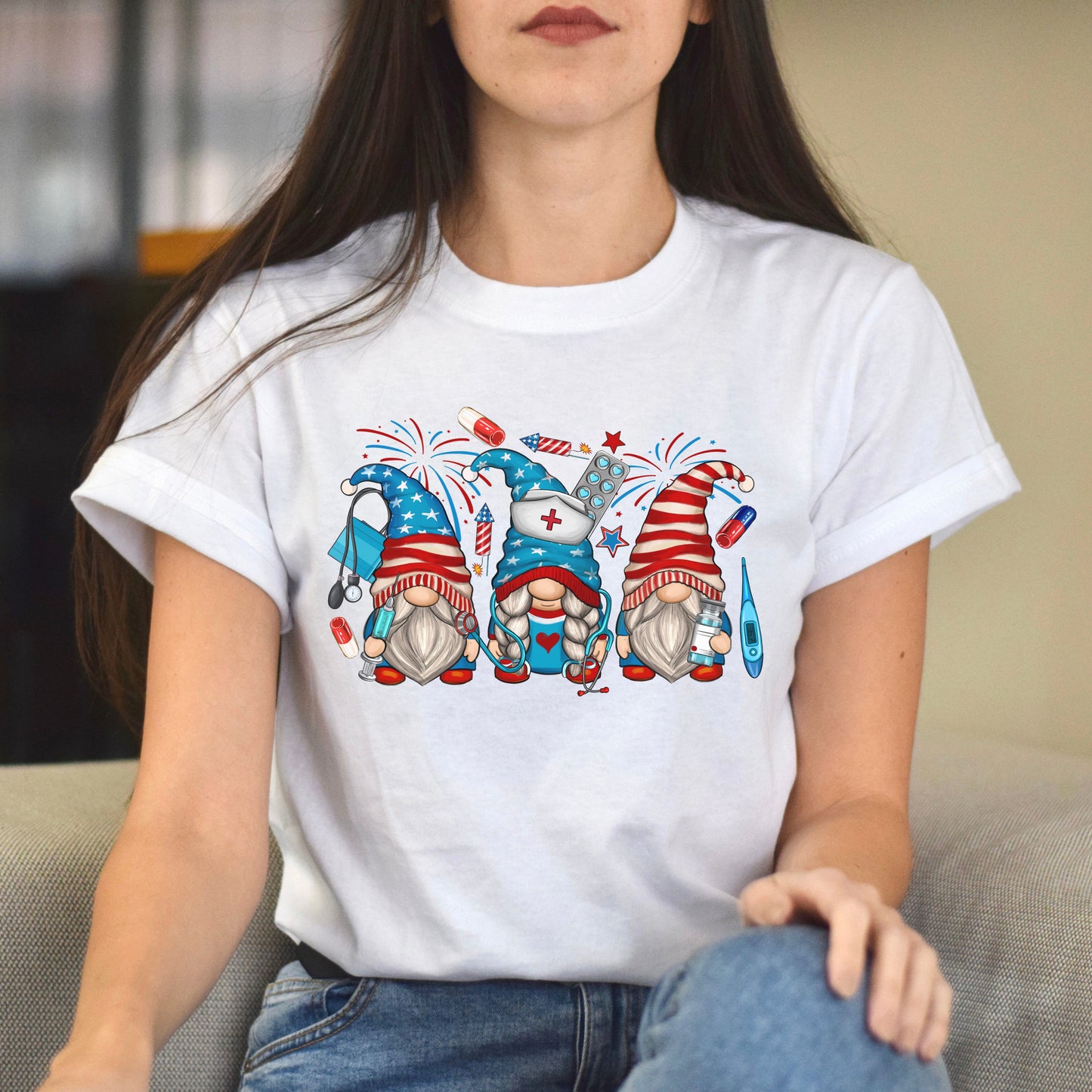 American nurse Gnomes Unisex shirt RN Christmas gift White Sand-White-Family-Gift-Planet