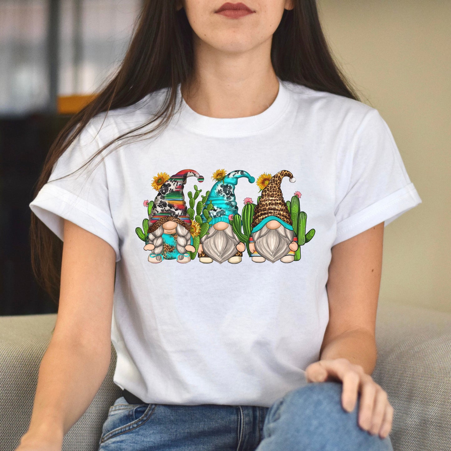 Cactus Gnomes Unisex shirt Cactus lover Christmas gift White Sand-White-Family-Gift-Planet
