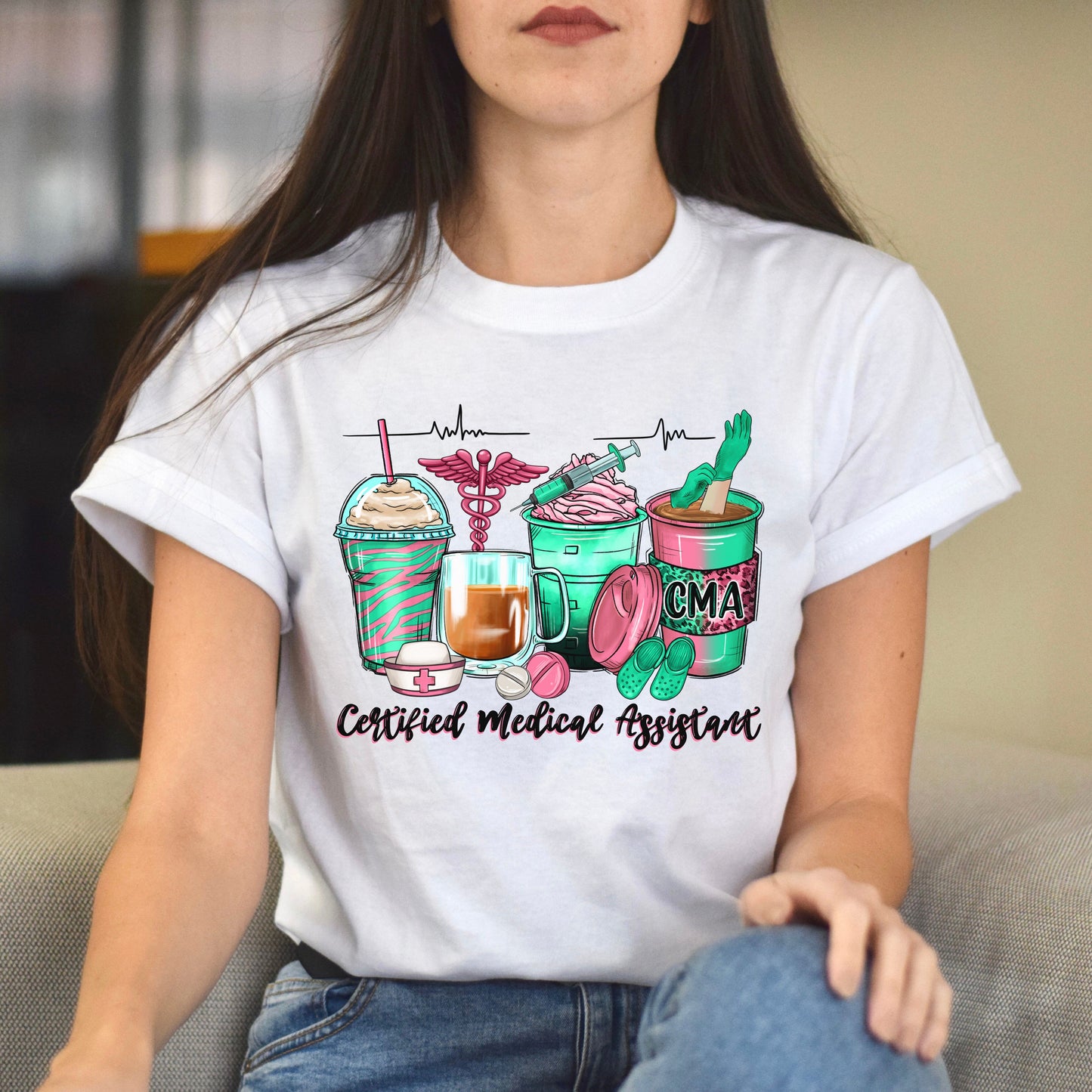 Certified Medical Assistant coffee cups unisex tshirt CMA tee S-5XL-Family-Gift-Planet