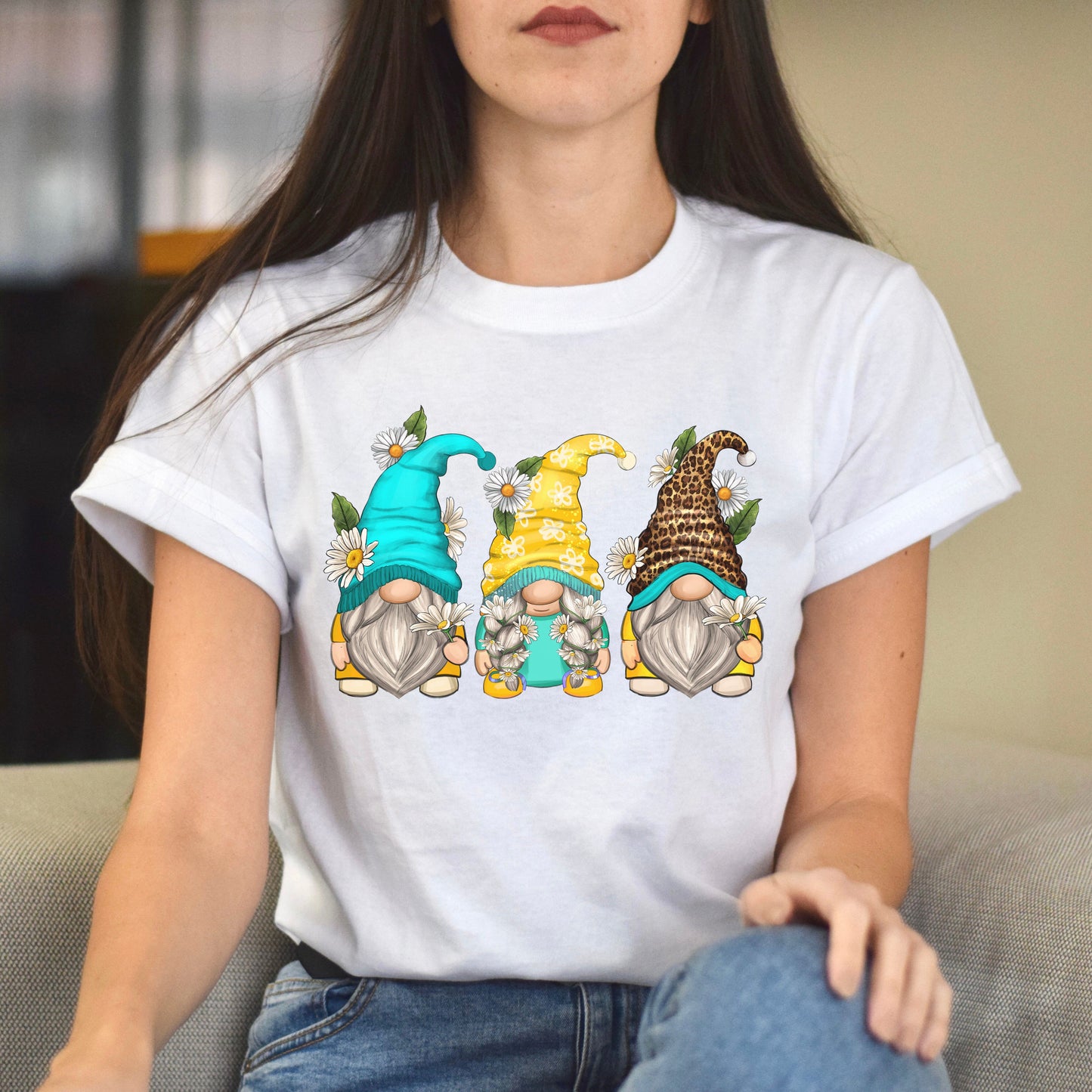 Daisy Gnomes Unisex shirt florist Christmas gift White Sand-White-Family-Gift-Planet