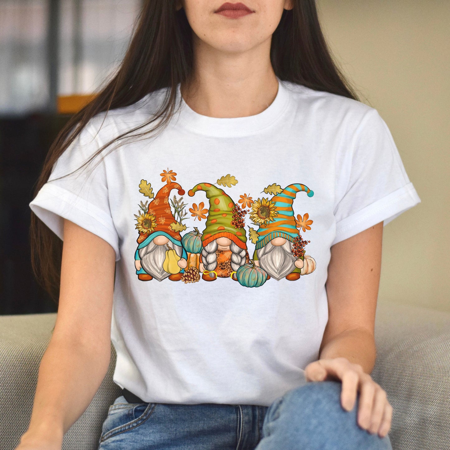 Fall Gnomes Unisex shirt Autumn gnomes Christmas gift White Sand-White-Family-Gift-Planet