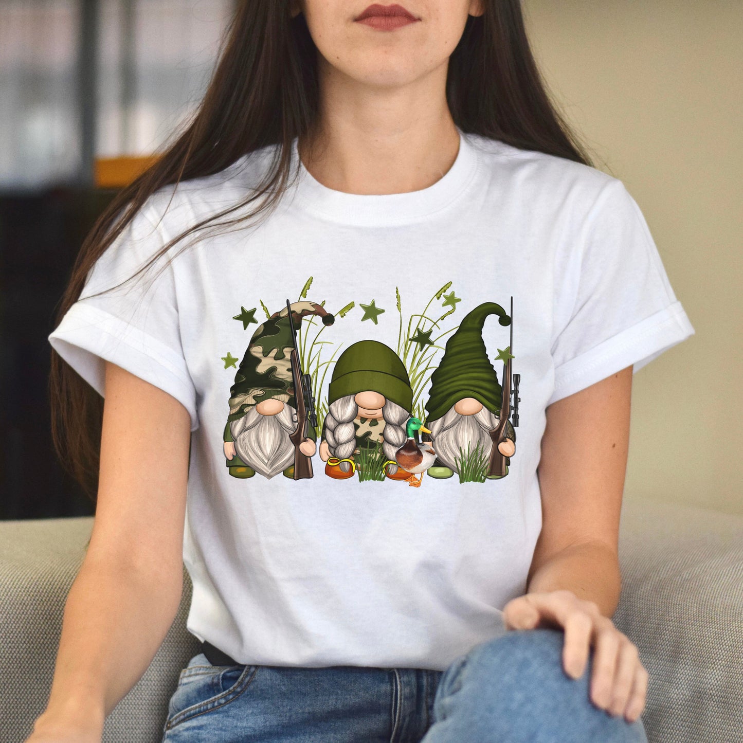 Hunter Gnomes Unisex shirt hunting lover Christmas gift White Sand-White-Family-Gift-Planet