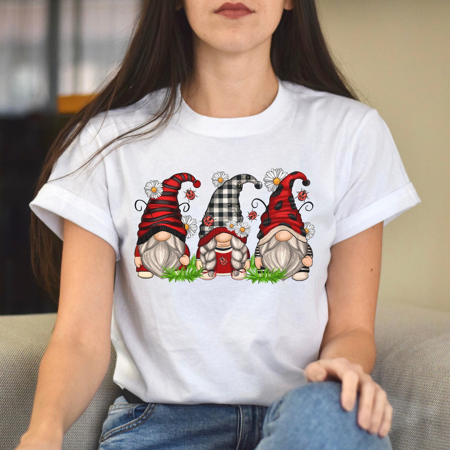 Lady bug Gnomes Unisex shirt Bugs lover Christmas gift White Sand-White-Family-Gift-Planet
