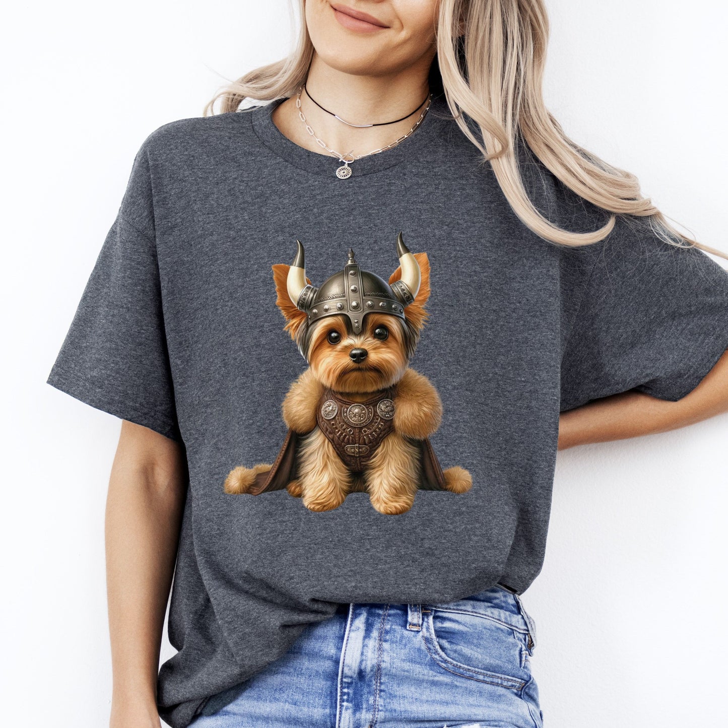 Yorkshire Terrier Viking T-Shirt gift Yorkshire Terrier mama Unisex tee Black Navy Dark Heather-Dark Heather-Family-Gift-Planet