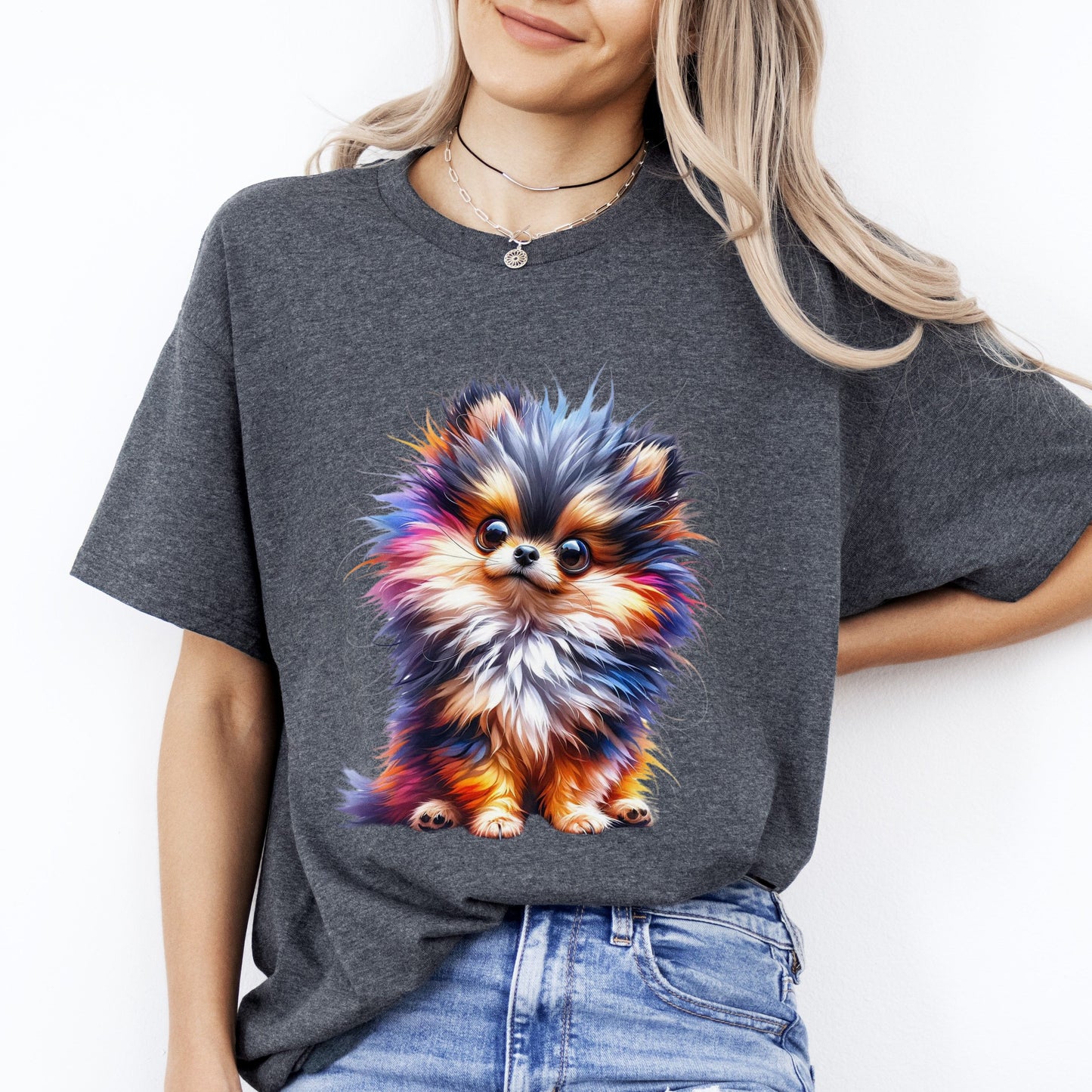 Colorful Chihuahua T-Shirt gift Amazing hairy dog chihuahua mama Unisex tee Black Navy Dark Heather-Dark Heather-Family-Gift-Planet