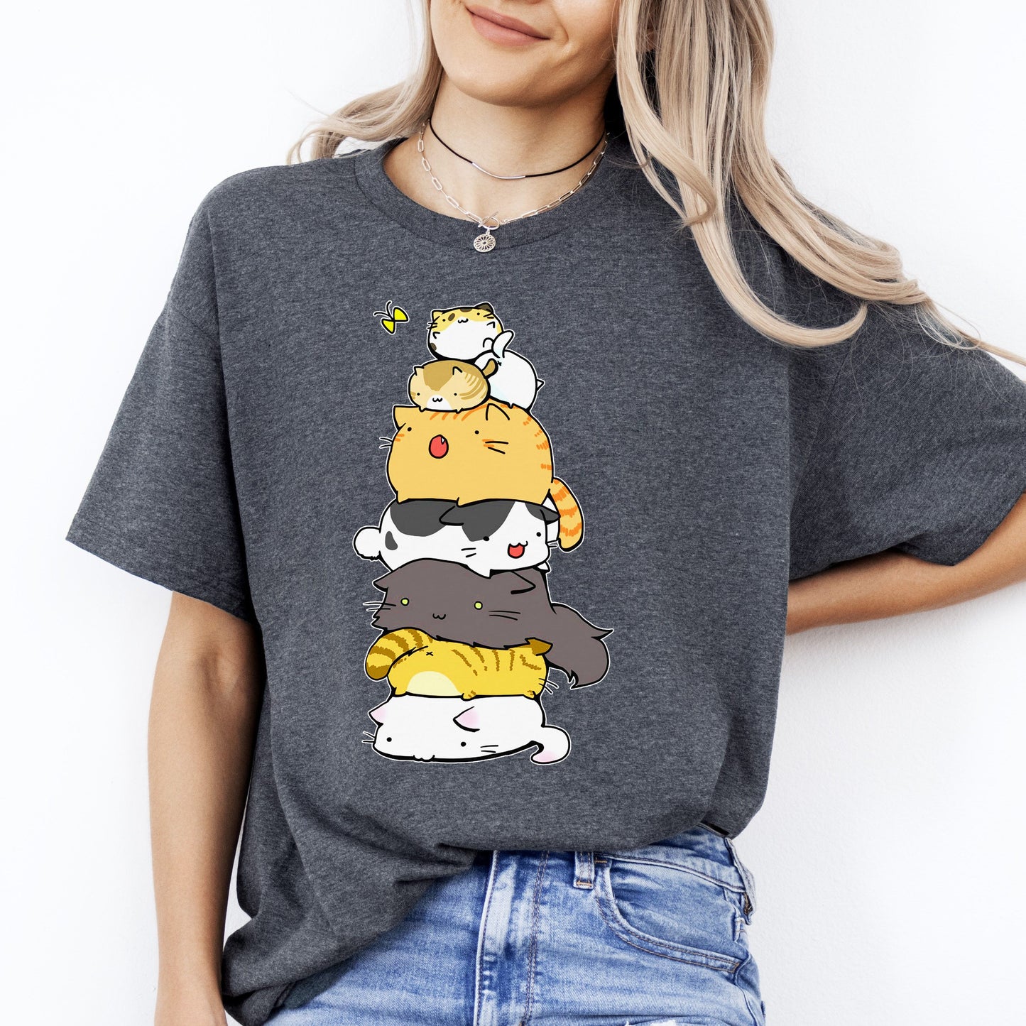 Cat Moewtain T-Shirt gift Cute Cat mountain Cat mom Unisex Tee Black Navy Dark Heather-Dark Heather-Family-Gift-Planet