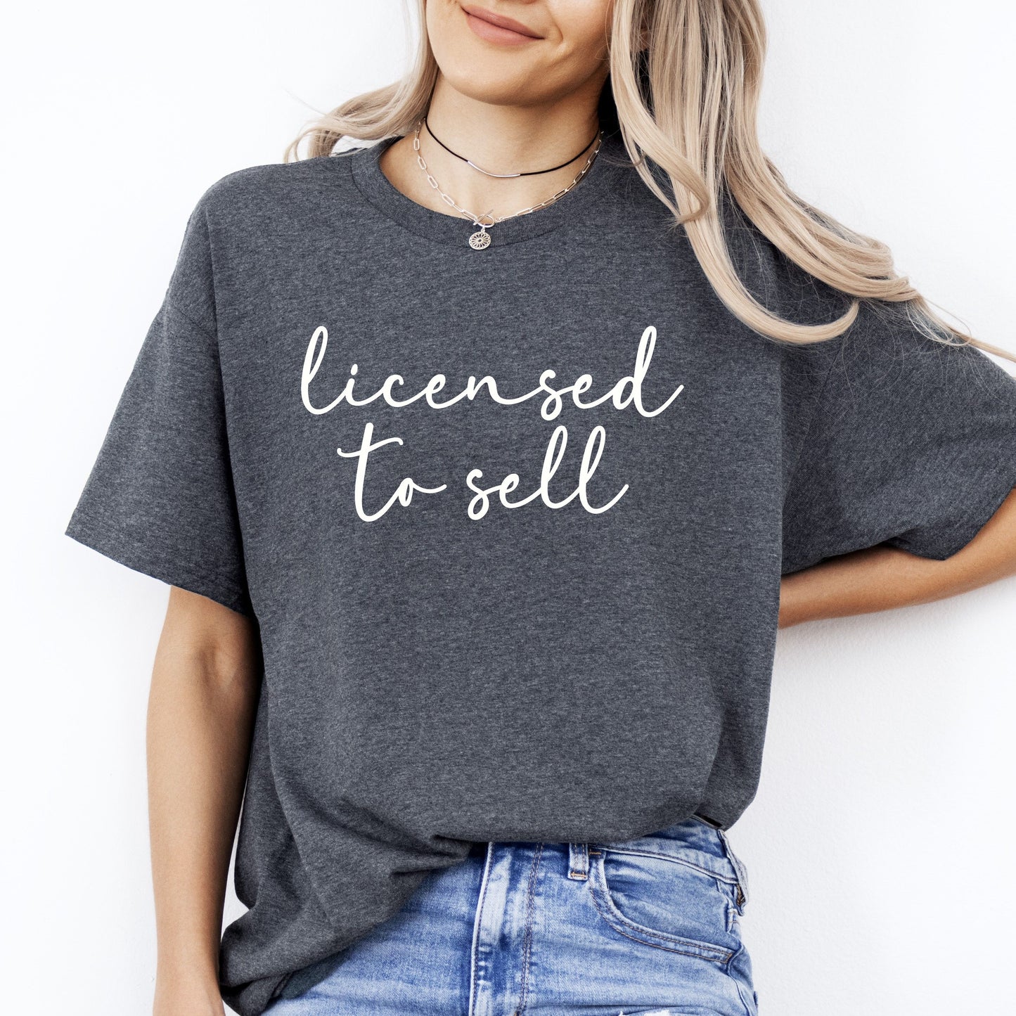 Licensed to sell T-Shirt gift Real estate agent Homegirl Realtor tee-Dark Heather-Family-Gift-Planet