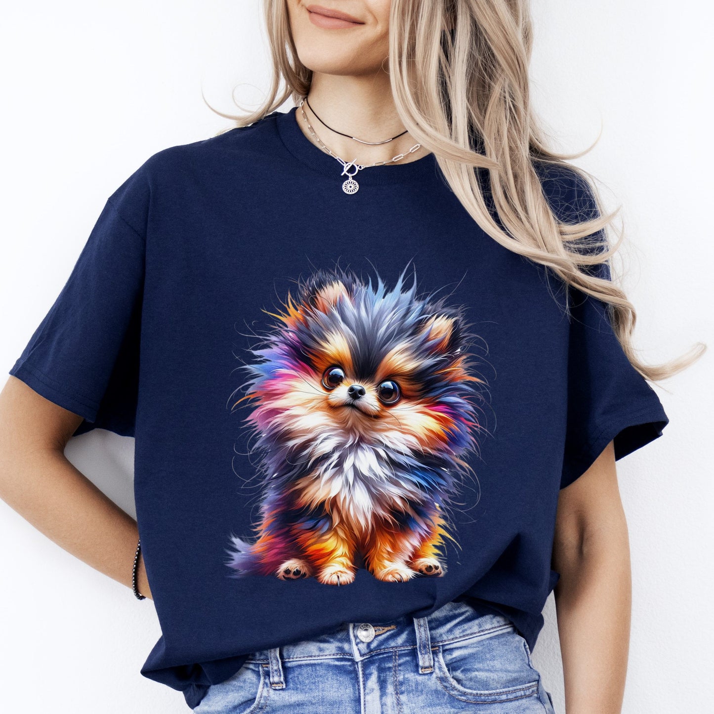 Colorful Chihuahua T-Shirt gift Amazing hairy dog chihuahua mama Unisex tee Black Navy Dark Heather-Navy-Family-Gift-Planet