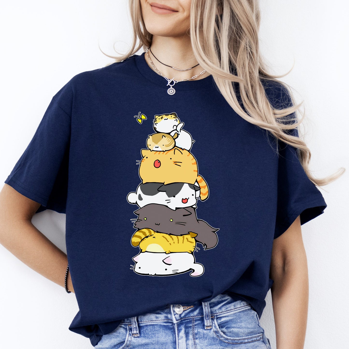 Cat Moewtain T-Shirt gift Cute Cat mountain Cat mom Unisex Tee Black Navy Dark Heather-Navy-Family-Gift-Planet