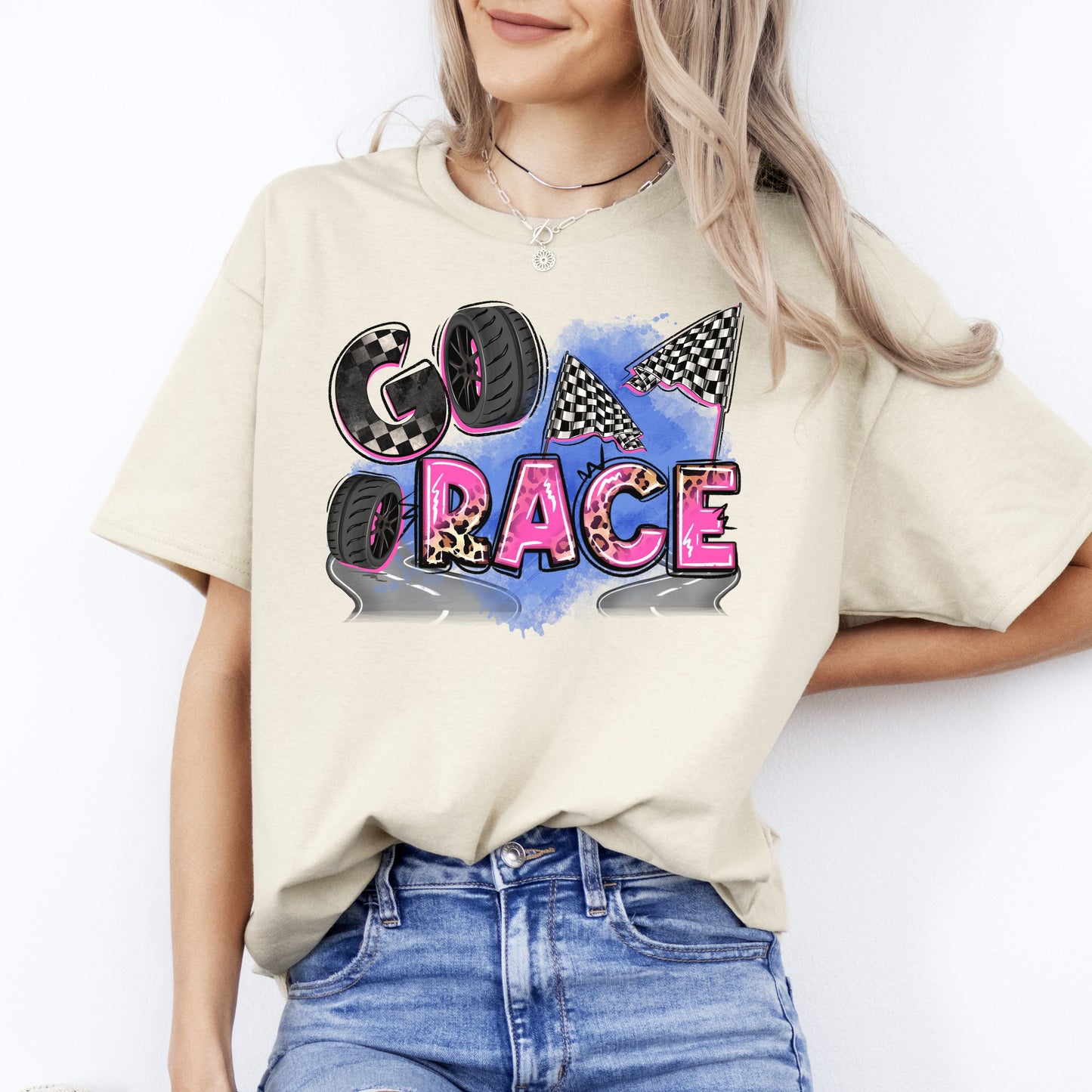 Go race T-Shirt gift Racing Day racer Unisex tee Sand White Sport Grey-Sand-Family-Gift-Planet