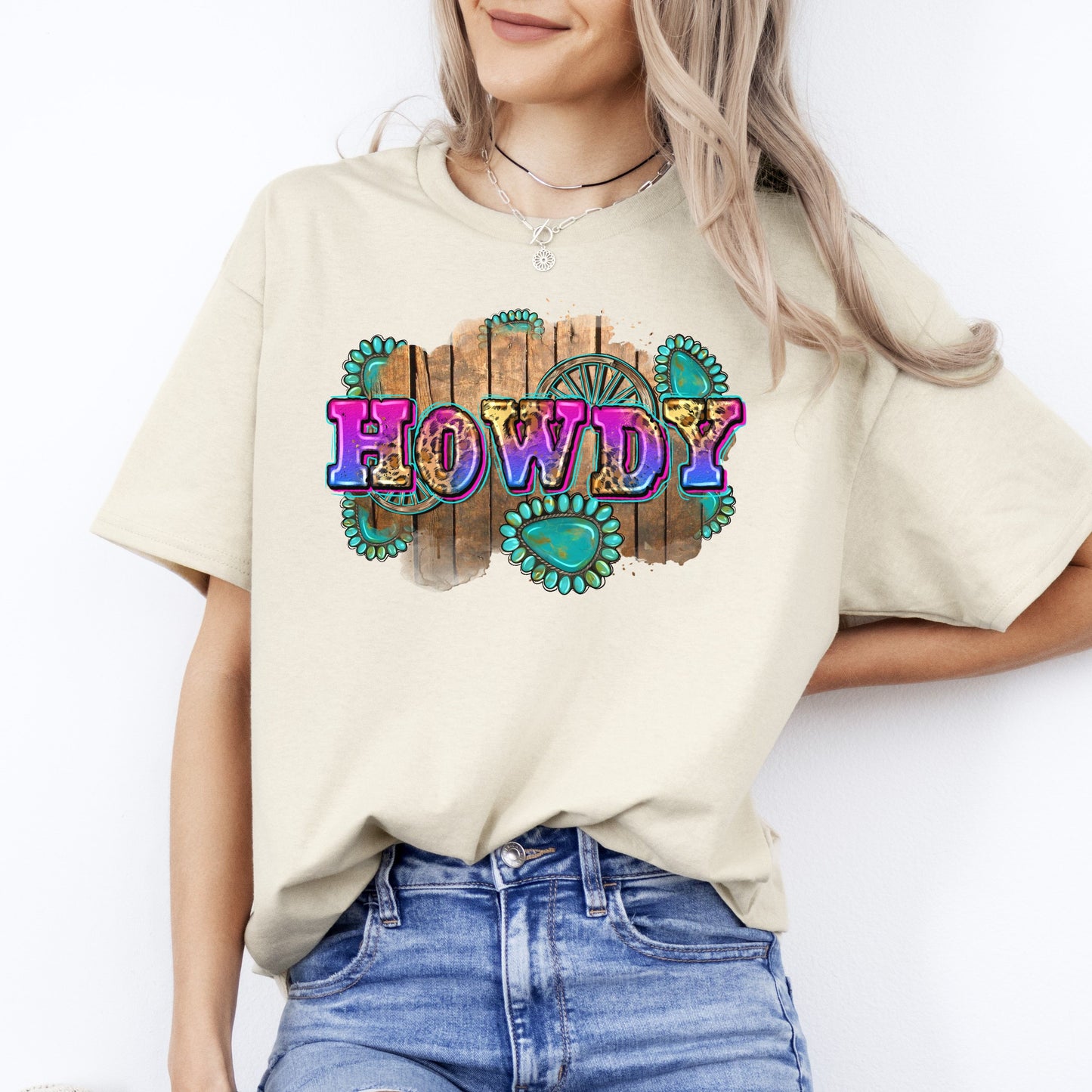 Howdy T-Shirt gift Texas Western girl Unisex tee Sand White Sport Grey-Sand-Family-Gift-Planet