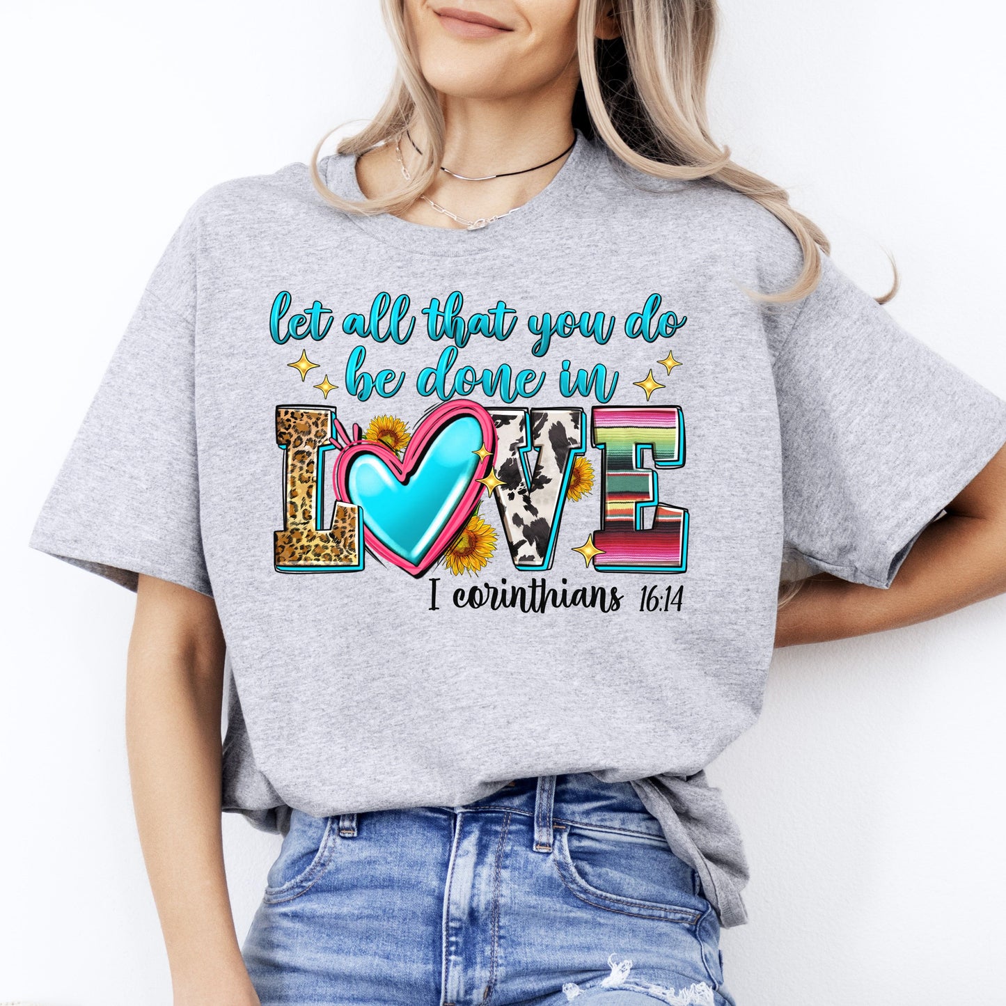 Let all that you do be done in love T-Shirt gift Bible 1 Corinthians Unisex Tee Sand White Sport Grey-Sport Grey-Family-Gift-Planet