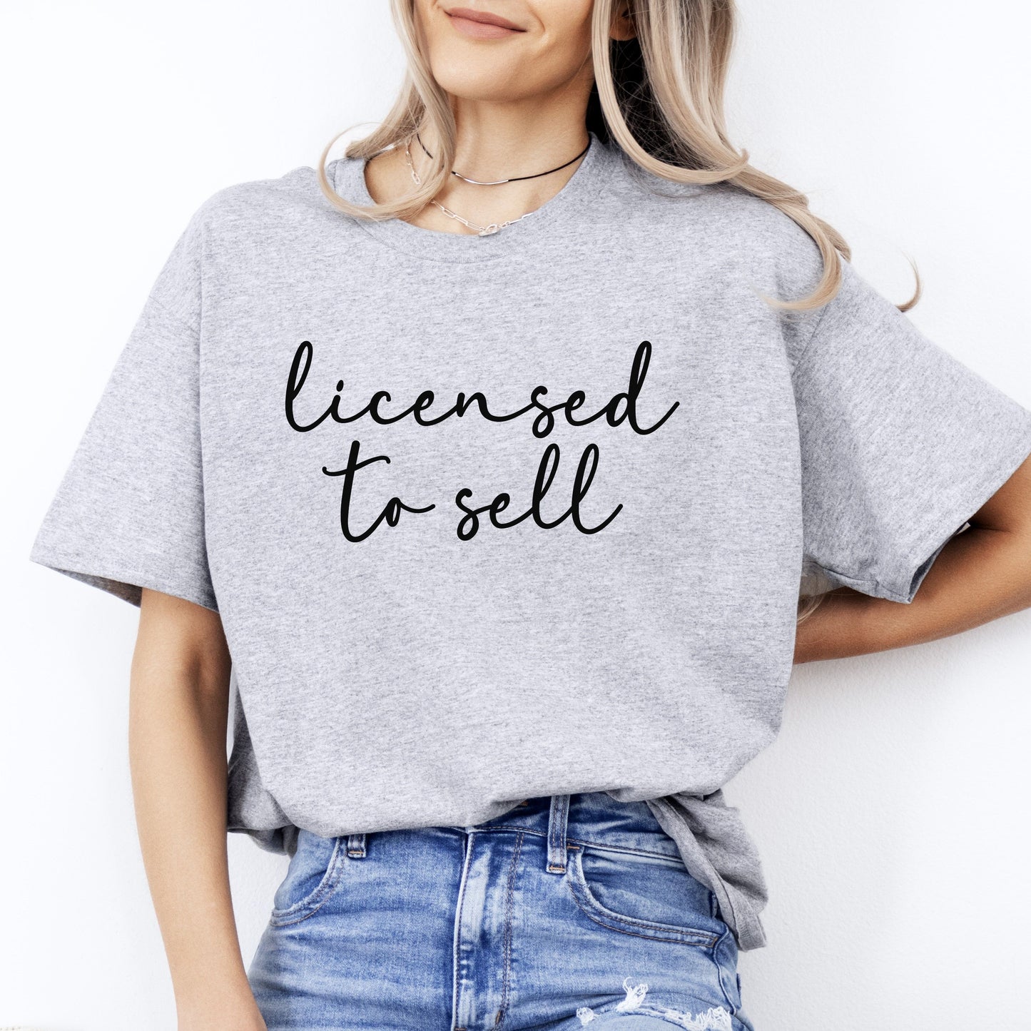 Licensed to sell T-Shirt gift Real estate agent Homegirl Realtor tee-Sport Grey-Family-Gift-Planet