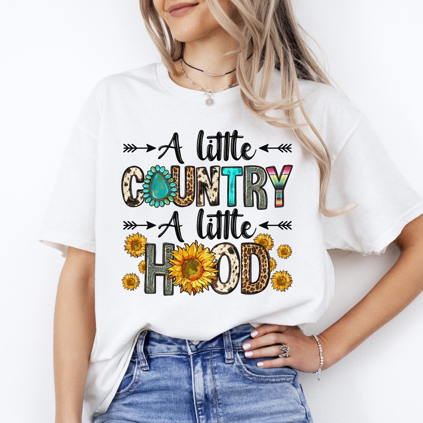 A little country a little hood T-Shirt Country girl forest lover Unisex tee White Sand Grey-White-Family-Gift-Planet