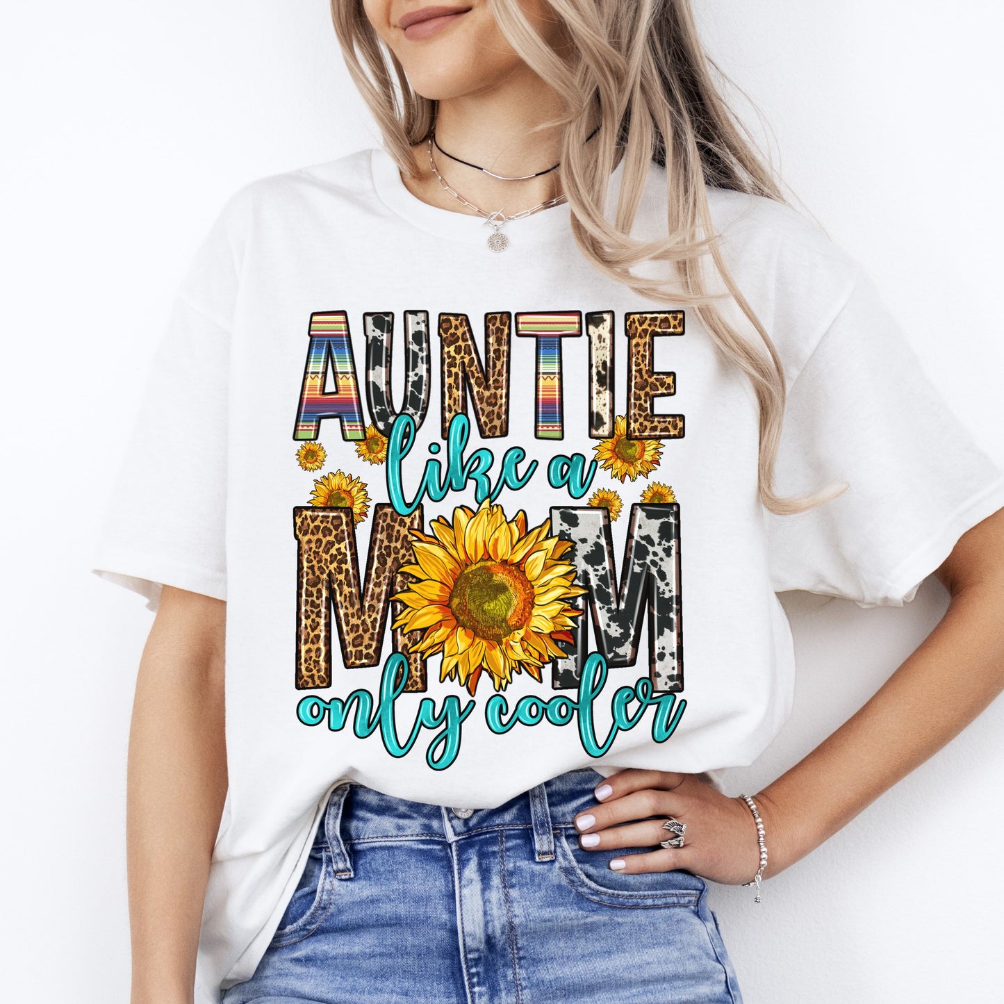 Auntie like a mom only cooler T-Shirt Aunt Birthday gift Unisex tee Sand White Sport Grey-White-Family-Gift-Planet