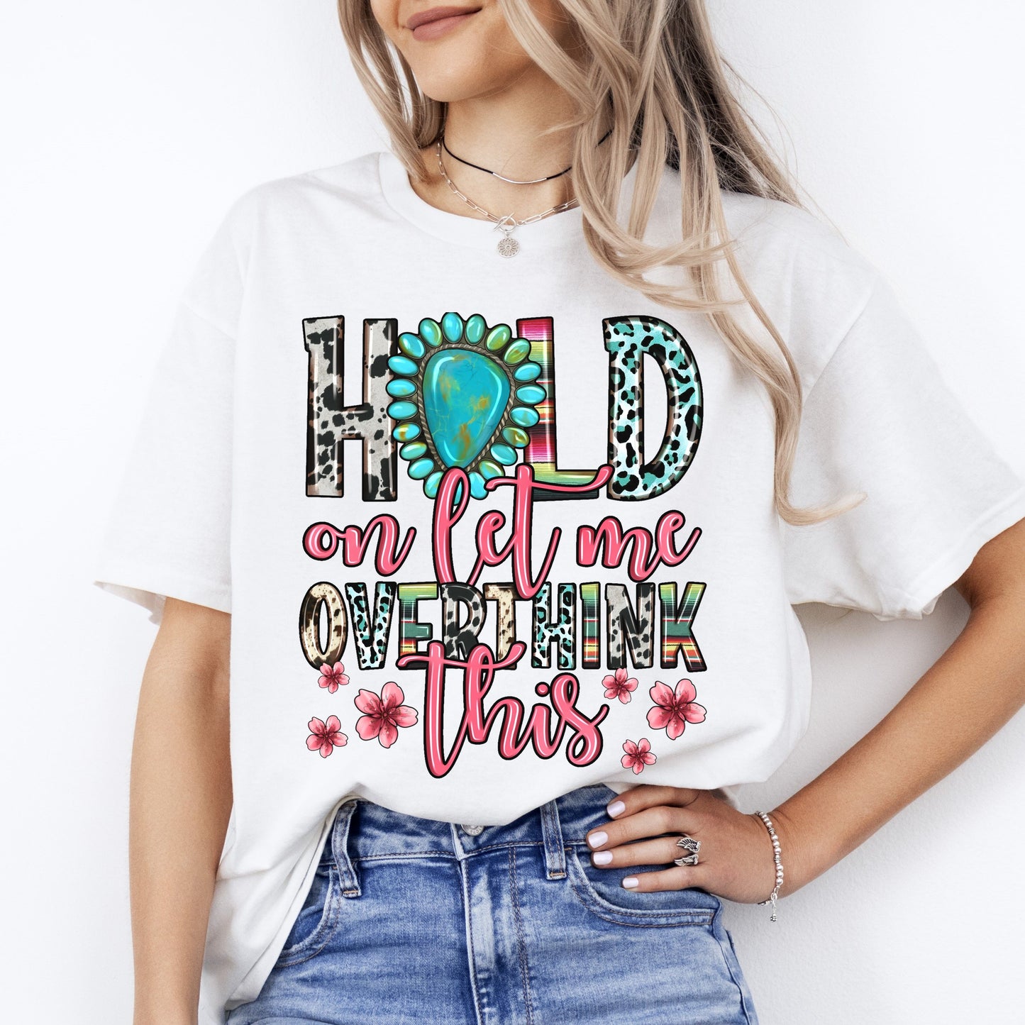 Hold on let me overthink this T-Shirt gift Funny sarcastic quote Unisex tee Sand White Sport Grey-White-Family-Gift-Planet