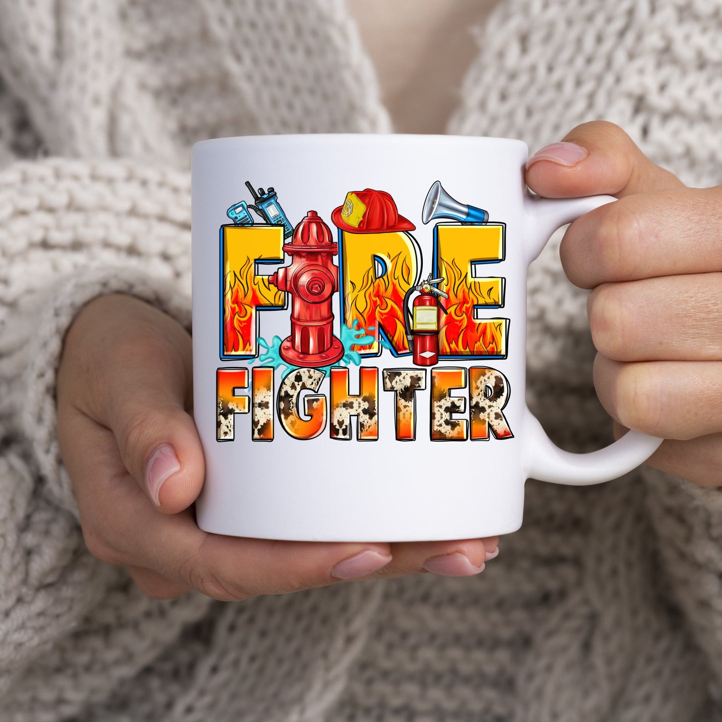 Firefighter 11oz White Mug gift essential fire fighter girl cup-White-Family-Gift-Planet