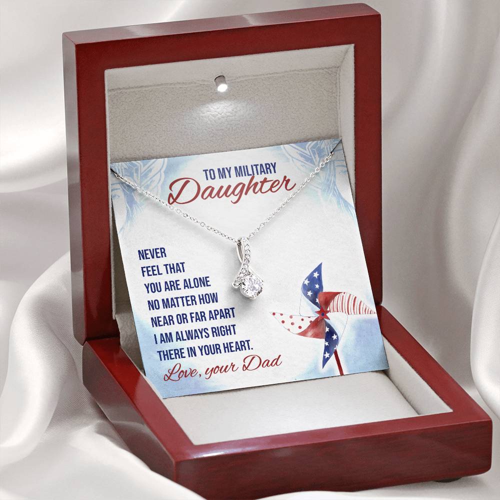 To my military daughter from dad - Never feel that you are alone-14K White Gold Finish-Family-Gift-Planet