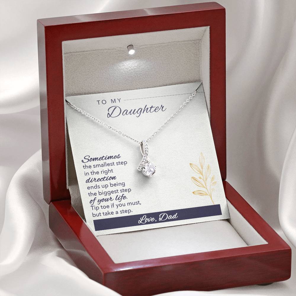 Beautiful necklace to daughter from dad - gift from father to daughter Tip toe if you must but take a step-14K White Gold Finish-Family-Gift-Planet