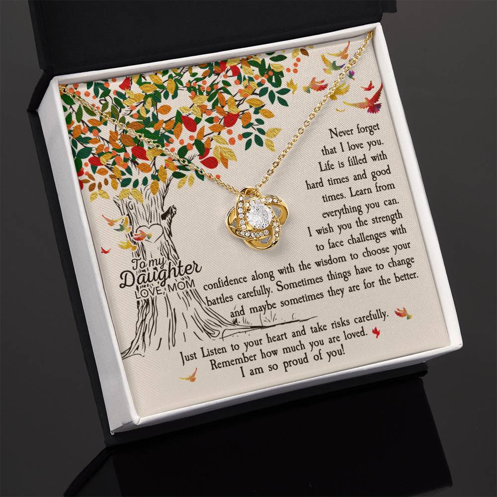 To daughter from mom - Fall necklace Never forget that I love you-18K Yellow Gold Finish-Family-Gift-Planet