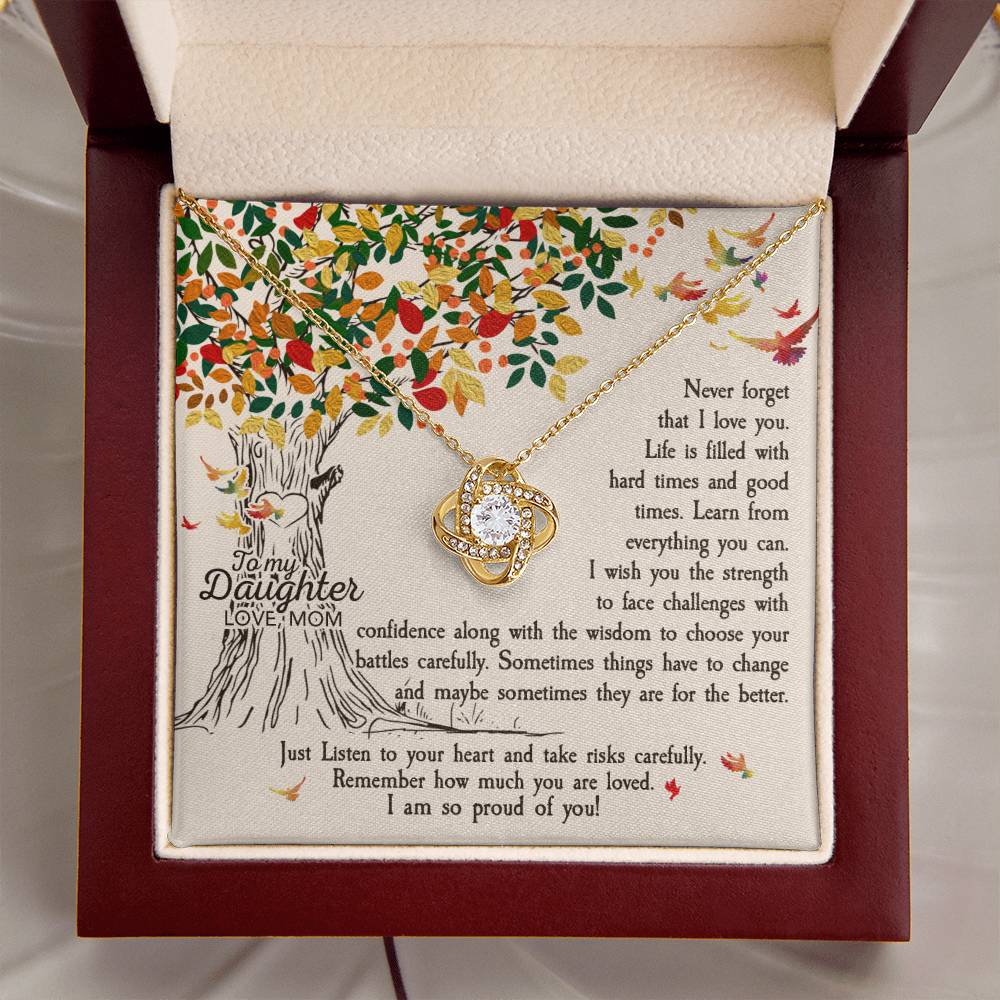 To daughter from mom - Fall necklace Never forget that I love you-18K Yellow Gold Finish-Family-Gift-Planet