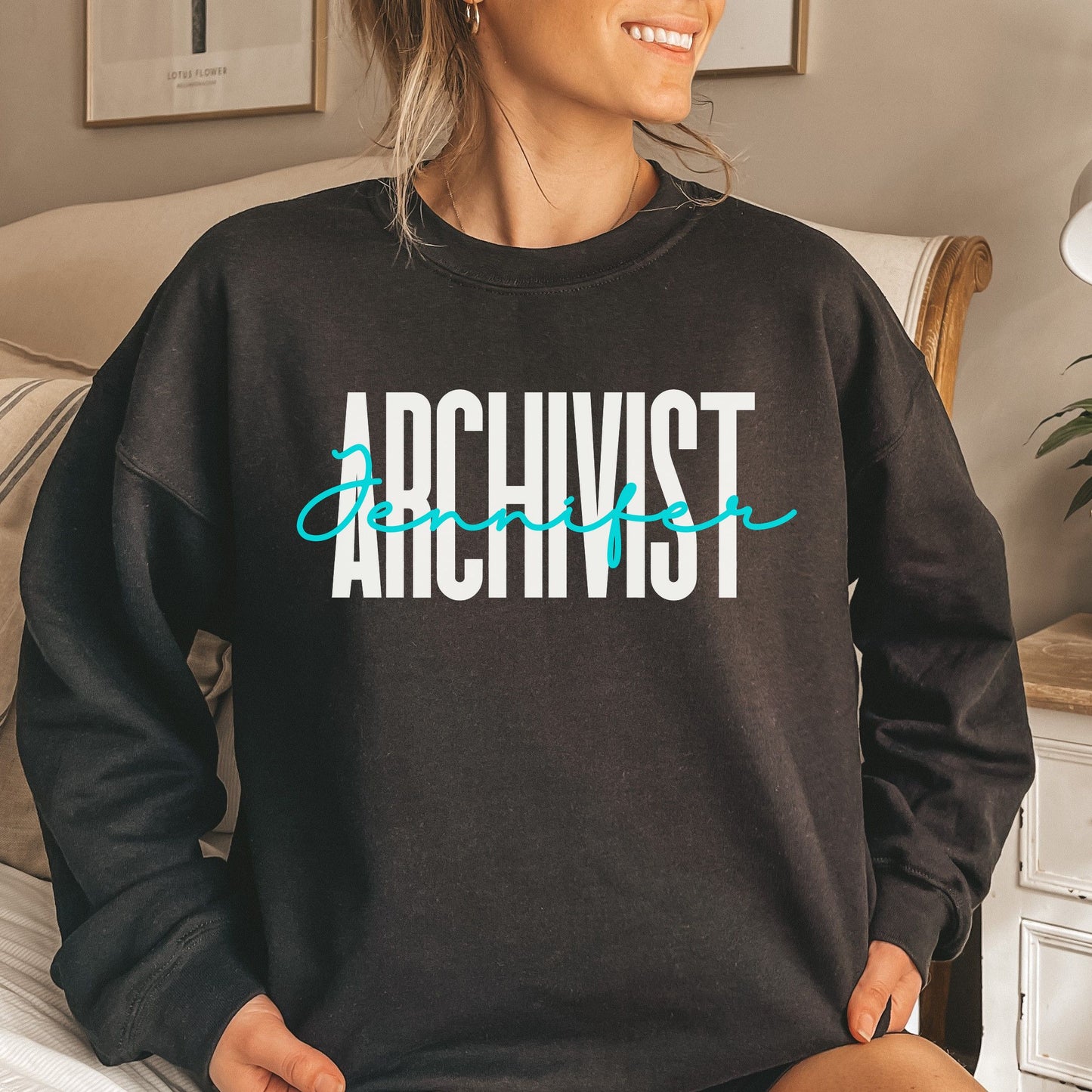 Personalized Archivist Unisex Sweatshirt Custom name Archive science Sand Black Dark Heather-Black-Family-Gift-Planet