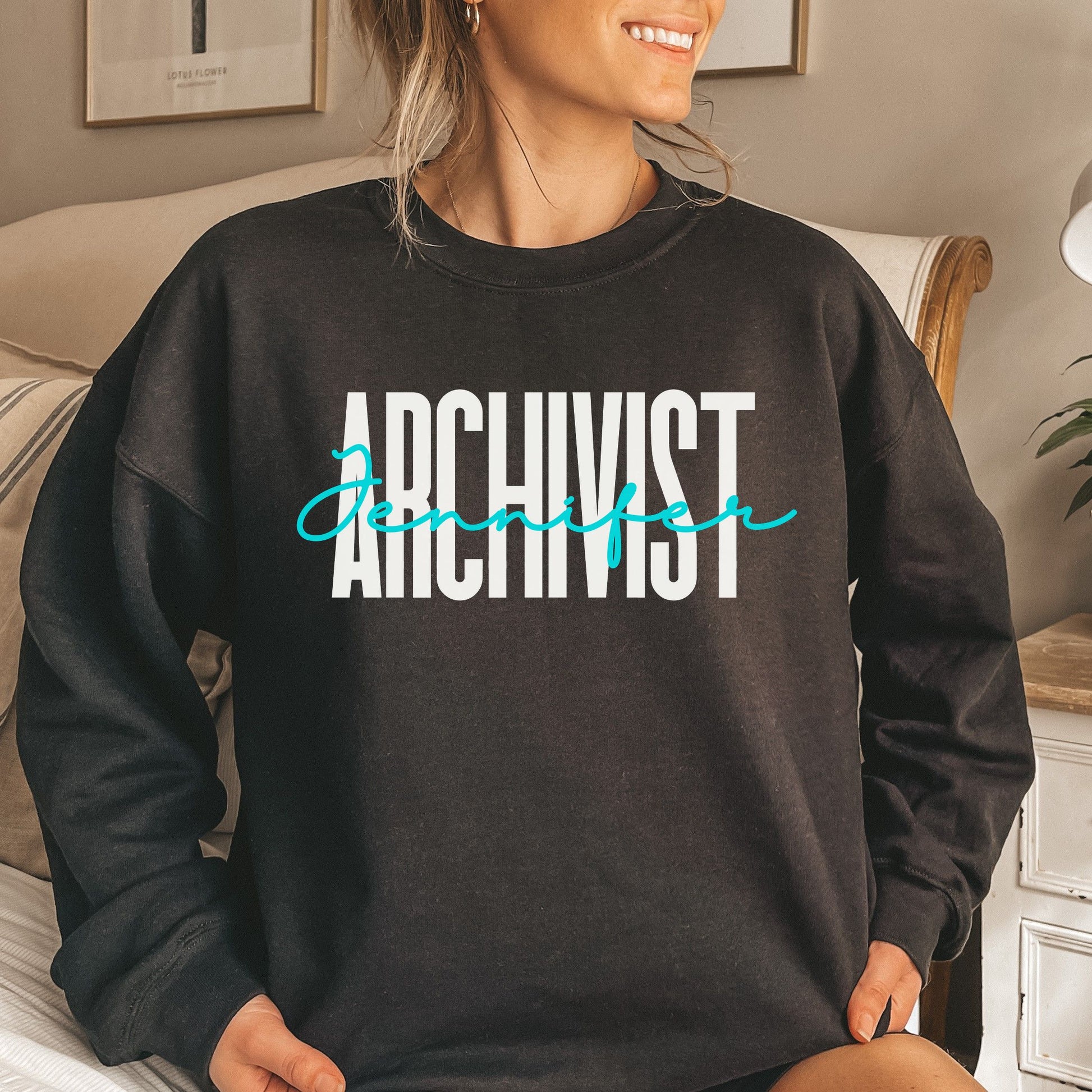 Personalized Archivist Unisex Sweatshirt Custom name Archive science Sand Black Dark Heather-Black-Family-Gift-Planet