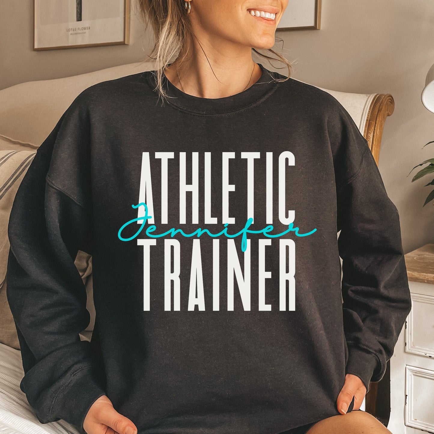 Personalized Athletic Trainer Unisex Sweatshirt Custom name AT Sand Black Dark Heather-Black-Family-Gift-Planet