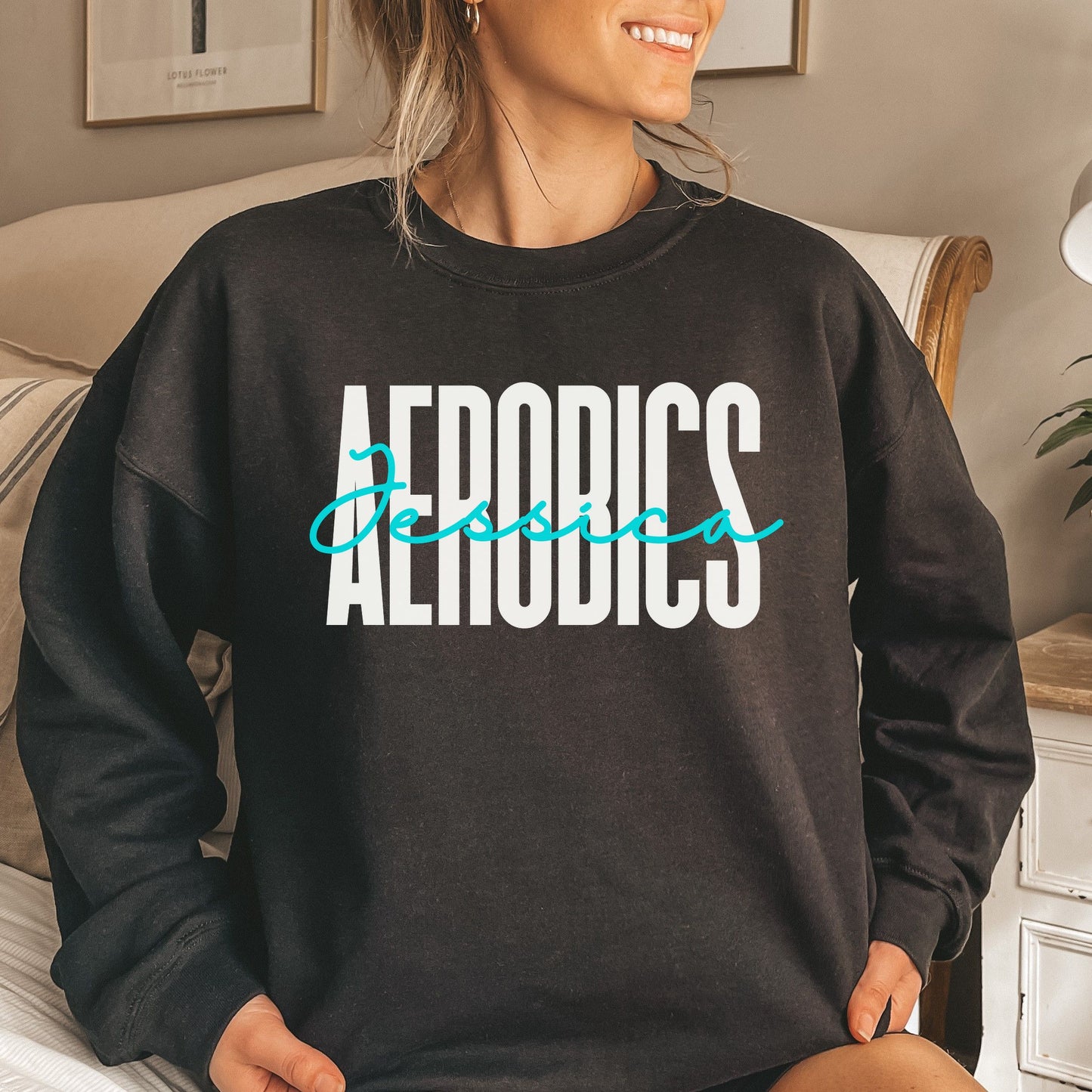 Personalized Aerobics Unisex Sweatshirt Custom name gymnast Sand Black Dark Heather-Black-Family-Gift-Planet