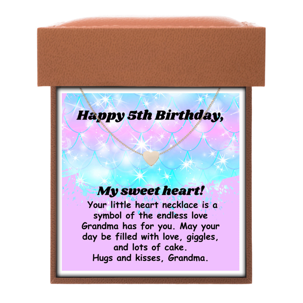 Happy 5th Birthday necklace for granddaughter - heart pendant BD gift from grandma-Family-Gift-Planet