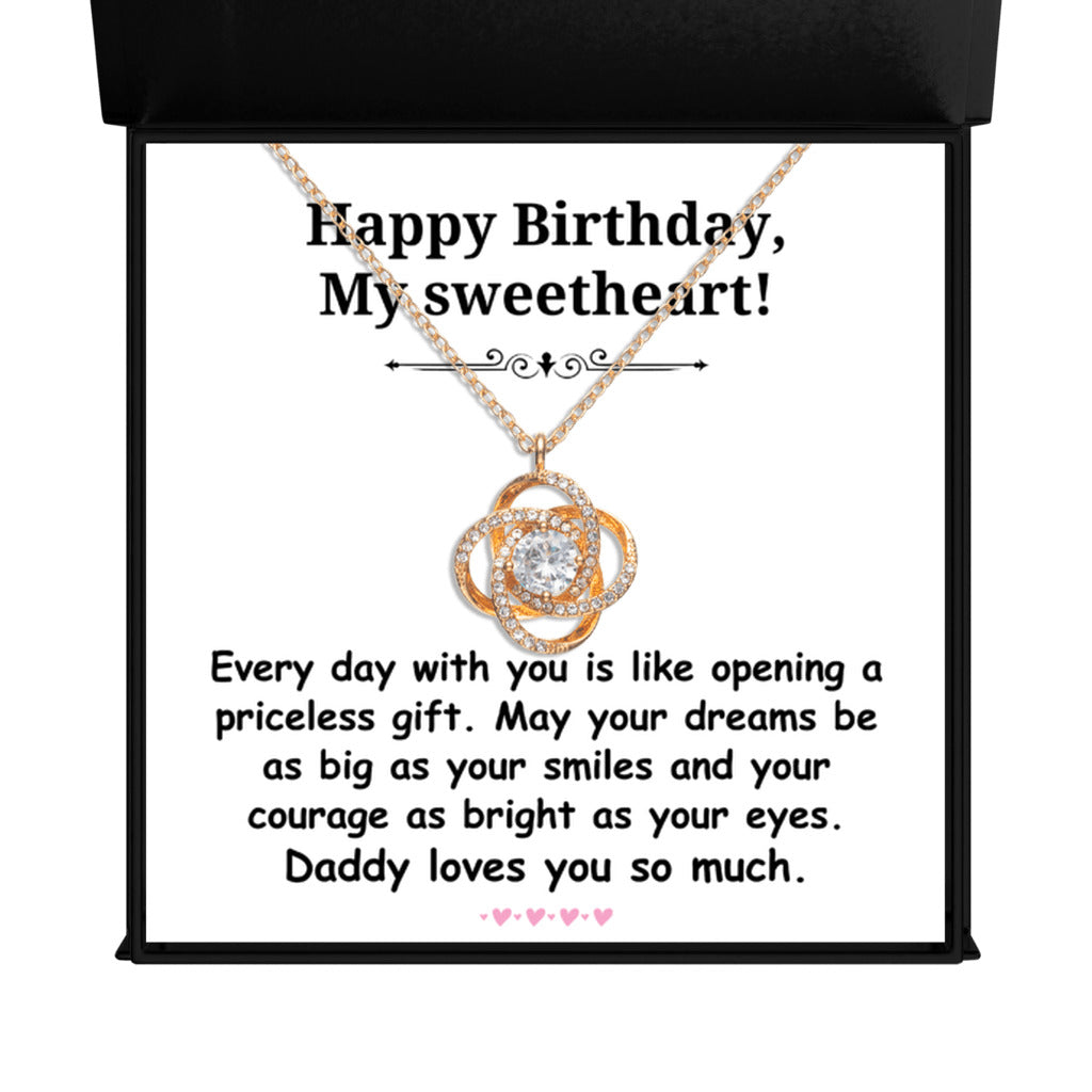 Birthday gift from father to daughter - Happy Birthday, My Sweetheart Love Knot Necklace-Texture Magnetic Box-Family-Gift-Planet