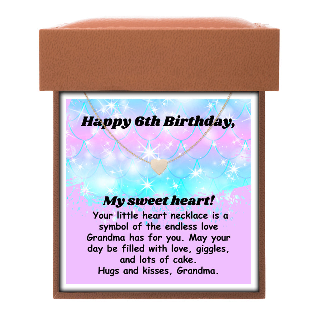 Happy 6th Birthday necklace for granddaughter - heart pendant BD gift from grandma-Family-Gift-Planet