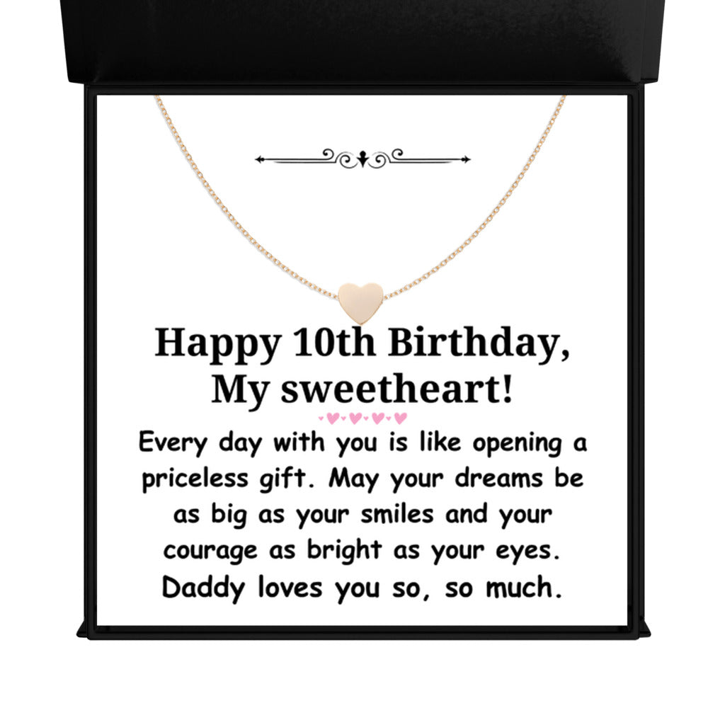 Happy 10th Birthday gift for daughter from dad - Heart necklace for girl-Texture Magnetic Box-Family-Gift-Planet