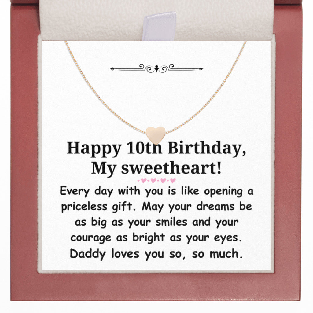 Happy 10th Birthday gift for daughter from dad - Heart necklace for girl-LED Box-Family-Gift-Planet