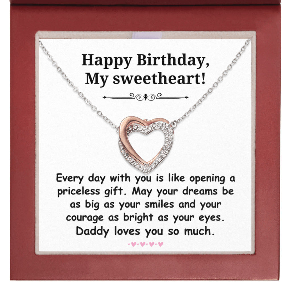 Birthday gift from father to daughter - Happy Birthday, My Sweetheart Interlocking Hearts Necklace-LED Box-Family-Gift-Planet
