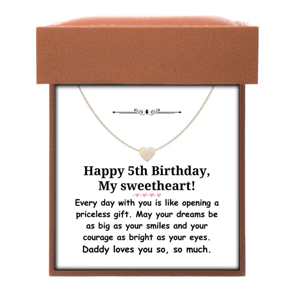 Happy 5th Birthday gift for daughter from dad - Heart necklace for girl-Family-Gift-Planet