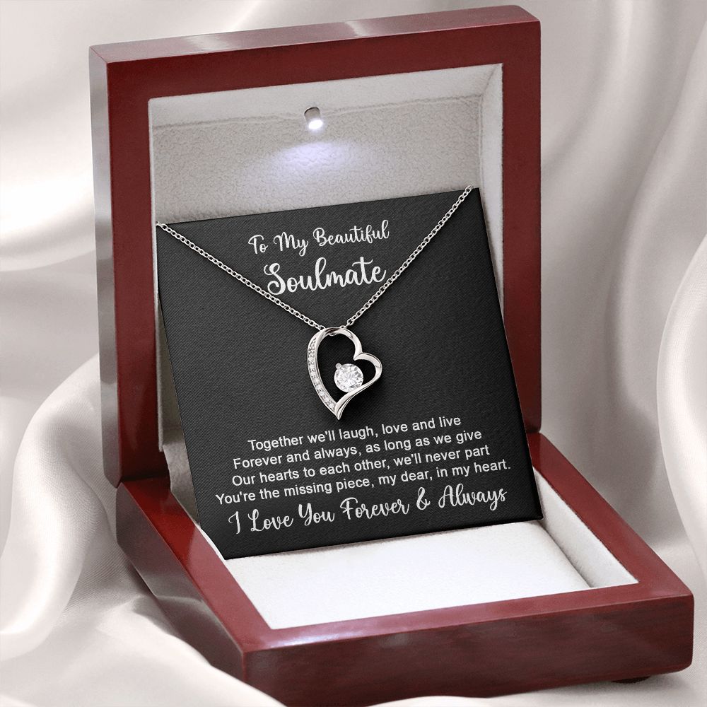 To my soulmate - Together we'll laugh, love and live-14k White Gold Finish-Family-Gift-Planet