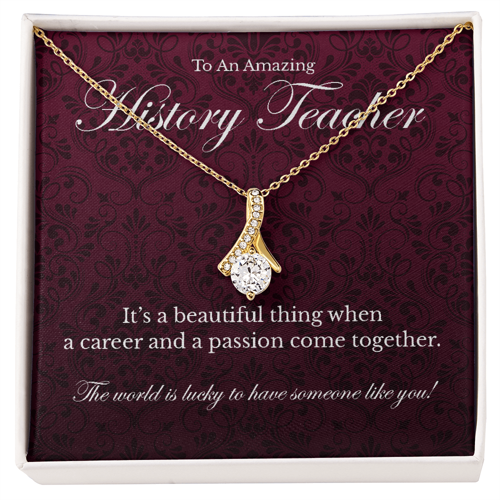 History Teacher appreciation Alluring Beauty pendant necklace gift-18K Yellow Gold Finish-Family-Gift-Planet