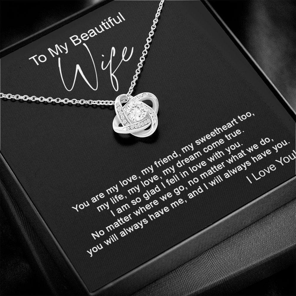 To my Wife - You are my love, my friend - Love knot-14K White Gold Finish-Family-Gift-Planet