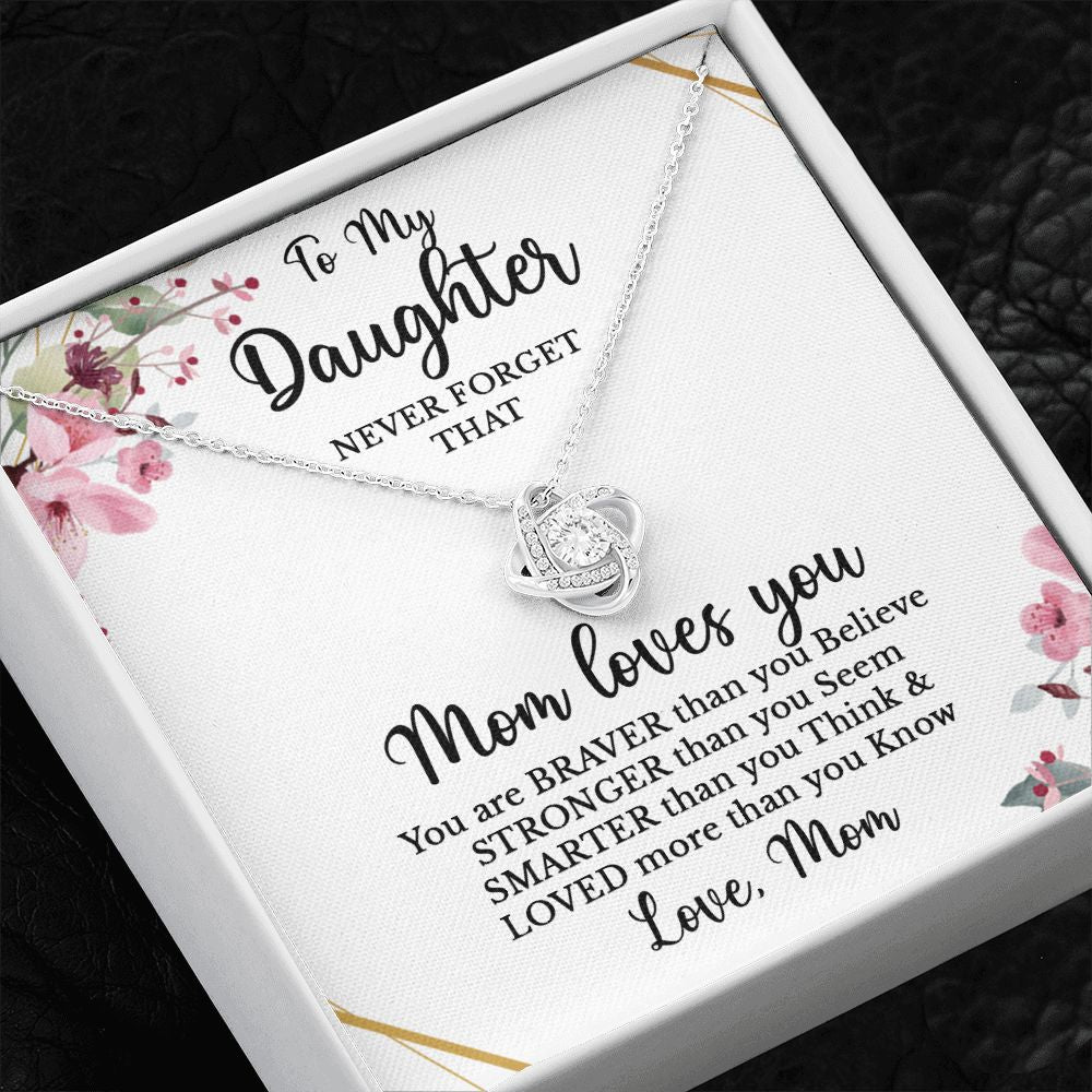 To Daughter - Never forget that Mom loves you-14K White Gold Finish-Family-Gift-Planet