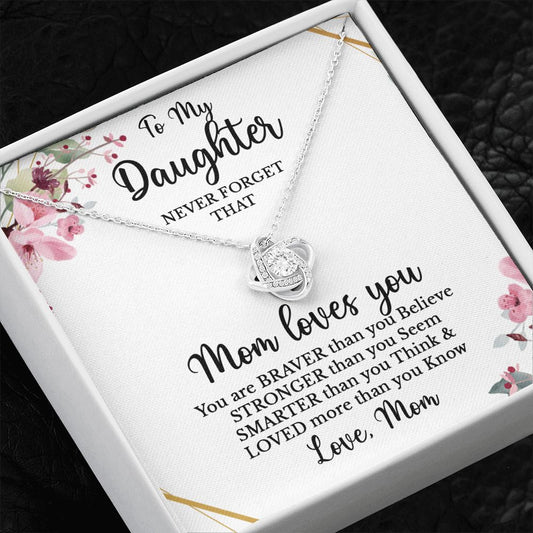 To Daughter - Never forget that Mom loves you-14K White Gold Finish-Family-Gift-Planet