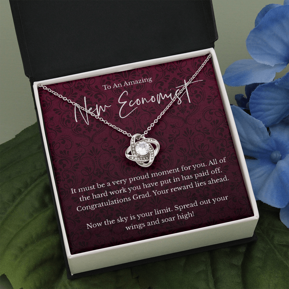 New Economist graduation gift, love knot pendant necklace-Two Toned Box-Family-Gift-Planet
